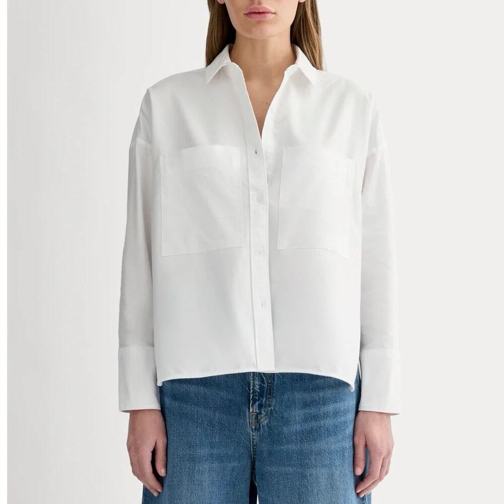 NWT Everlane The Organic Cotton Boxy Oxford Long Sleeve Button Up Shirt White XS